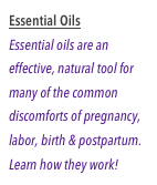 Essential Oils
Essential oils are an effective, natural tool for many of the common discomforts of pregnancy, labor, birth & postpartum.  Learn how they work!